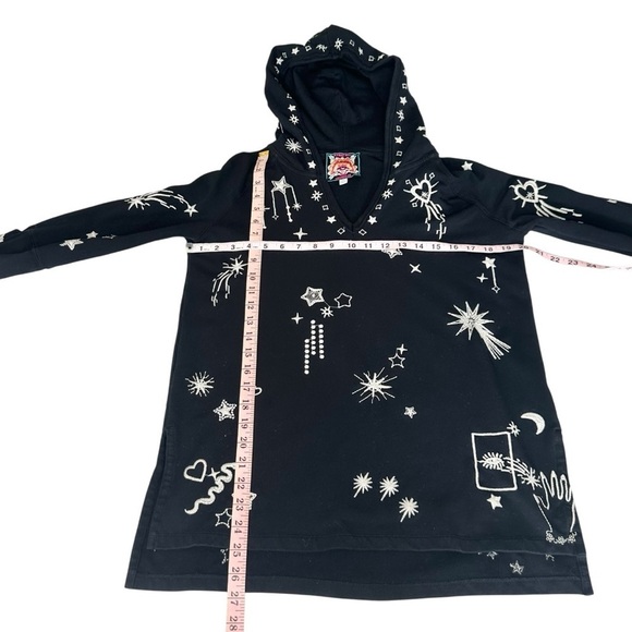 Johnny Was hoodie tunic black embroidered star moon sun celestial XS Angol Beach - Picture 14 of 16